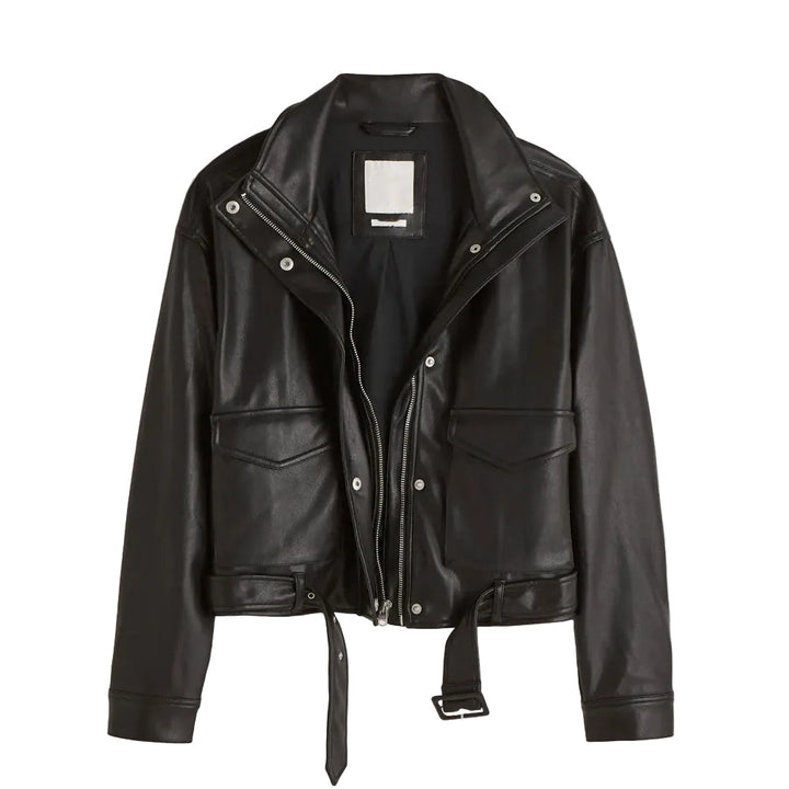Women’s Fenix Black Sheepskin Leather Aviator Jacket