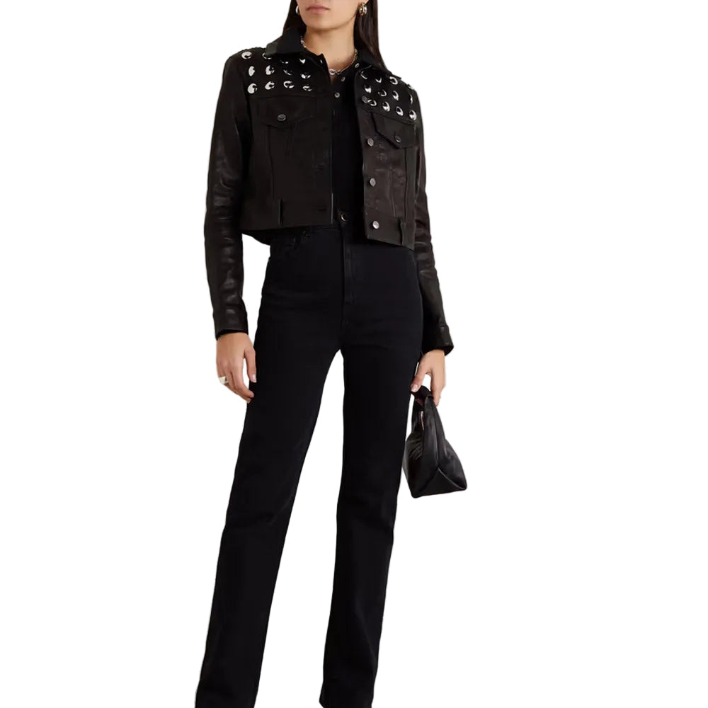 Women’s Textured Black Sheepskin Leather Jacket