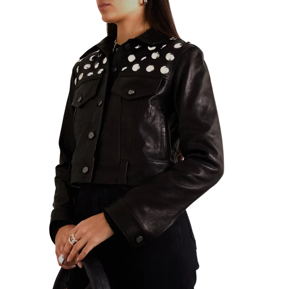 Women’s Textured Black Sheepskin Leather Jacket