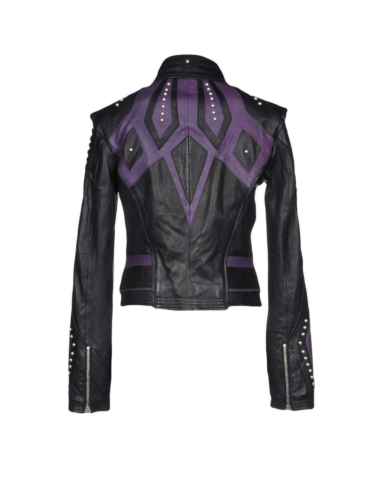 Women’s Burnished Two-Tone Cowhide Leather Studded Jacket