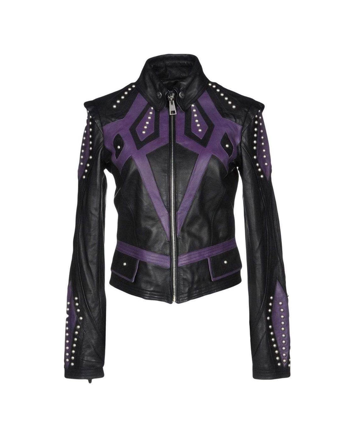 Women’s Burnished Two-Tone Cowhide Leather Studded Jacket