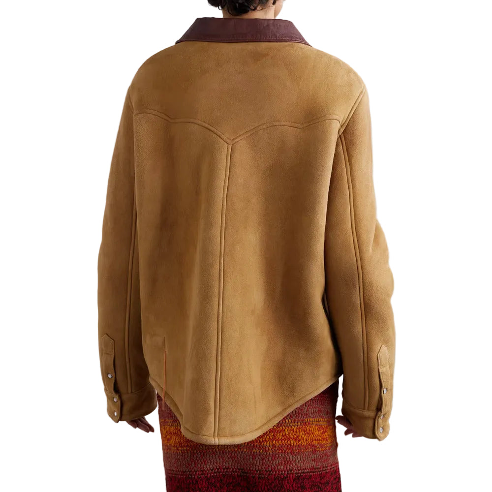 Women’s Flap Camel Sheepskin Leather Jacket