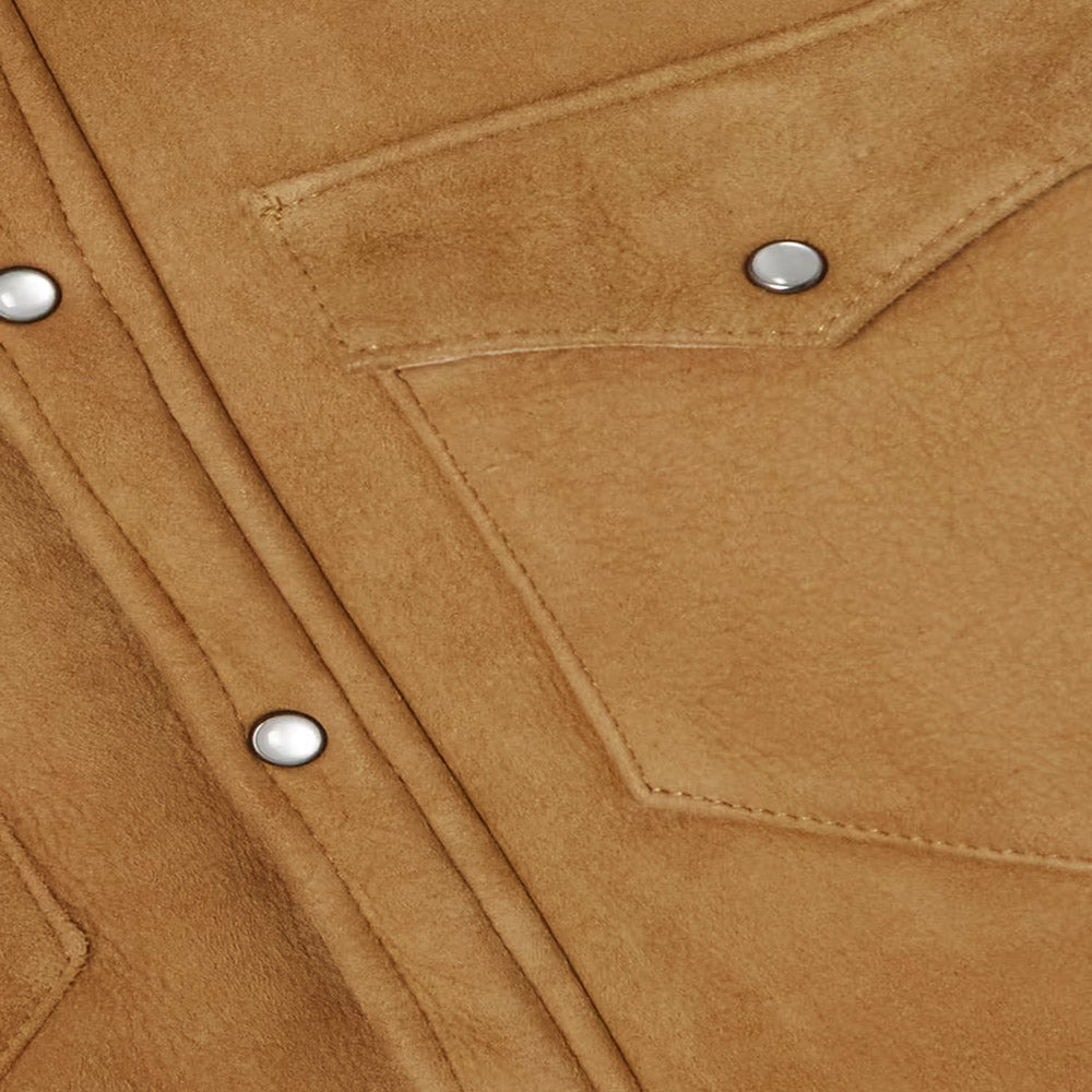 Women’s Flap Camel Sheepskin Leather Jacket