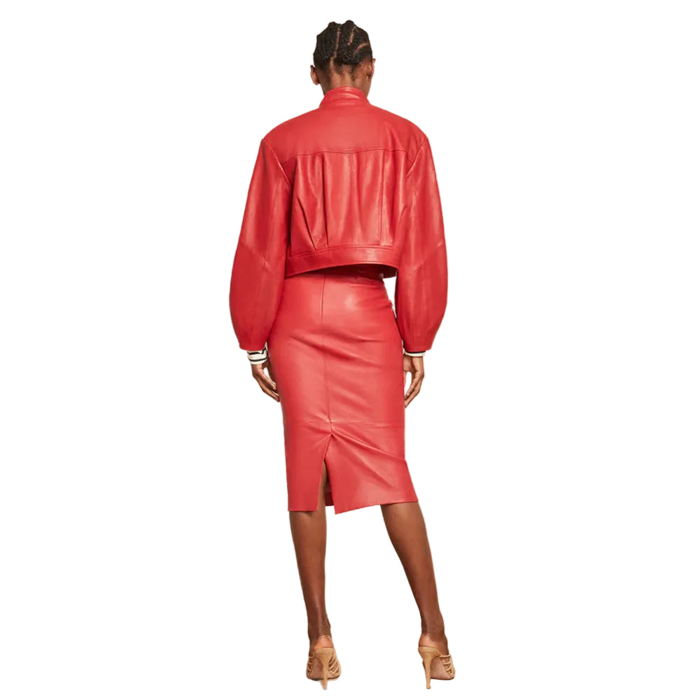 Women’s Designer Red Cowhide Leather Jacket