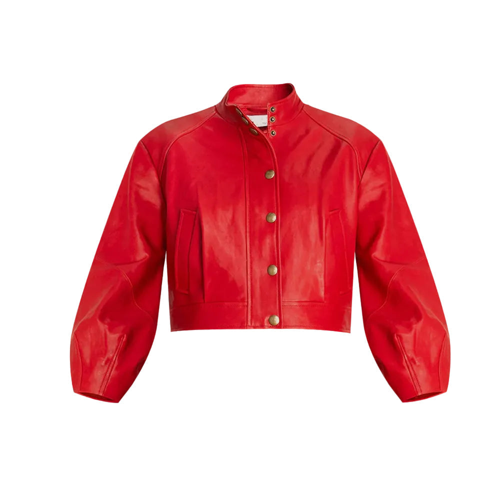 Women’s Designer Red Cowhide Leather Jacket