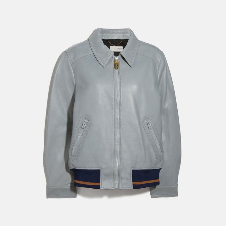 Women’s Santiago Grey Sheepskin Leather Aviator Jacket