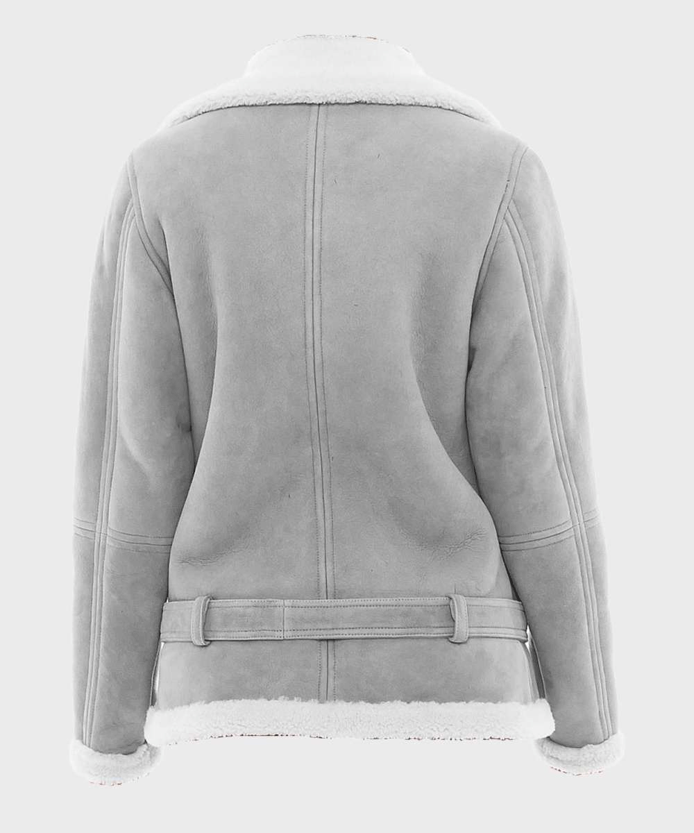 Women’s Alden Grey Sheepskin Leather Jacket