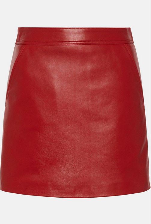Women’s Mini Red Cowhide Leather Skirt