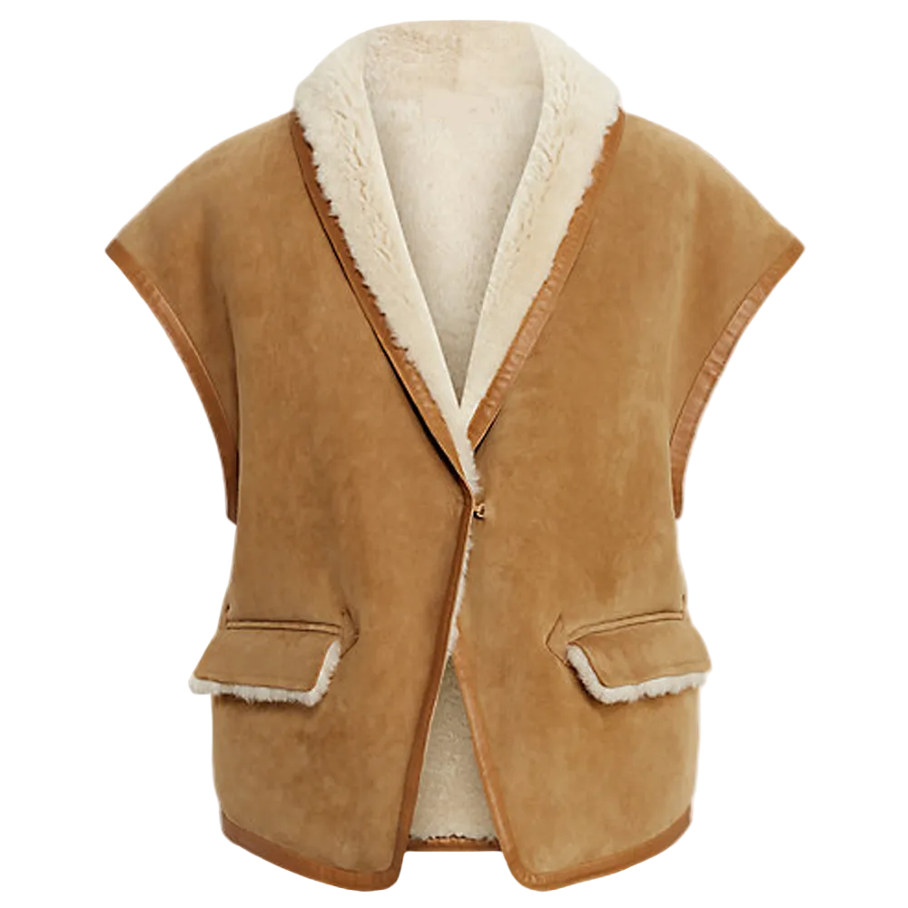 Women’s Aster Brown Sheepskin Leather Vest