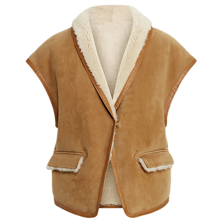 Women’s Aster Brown Sheepskin Leather Vest