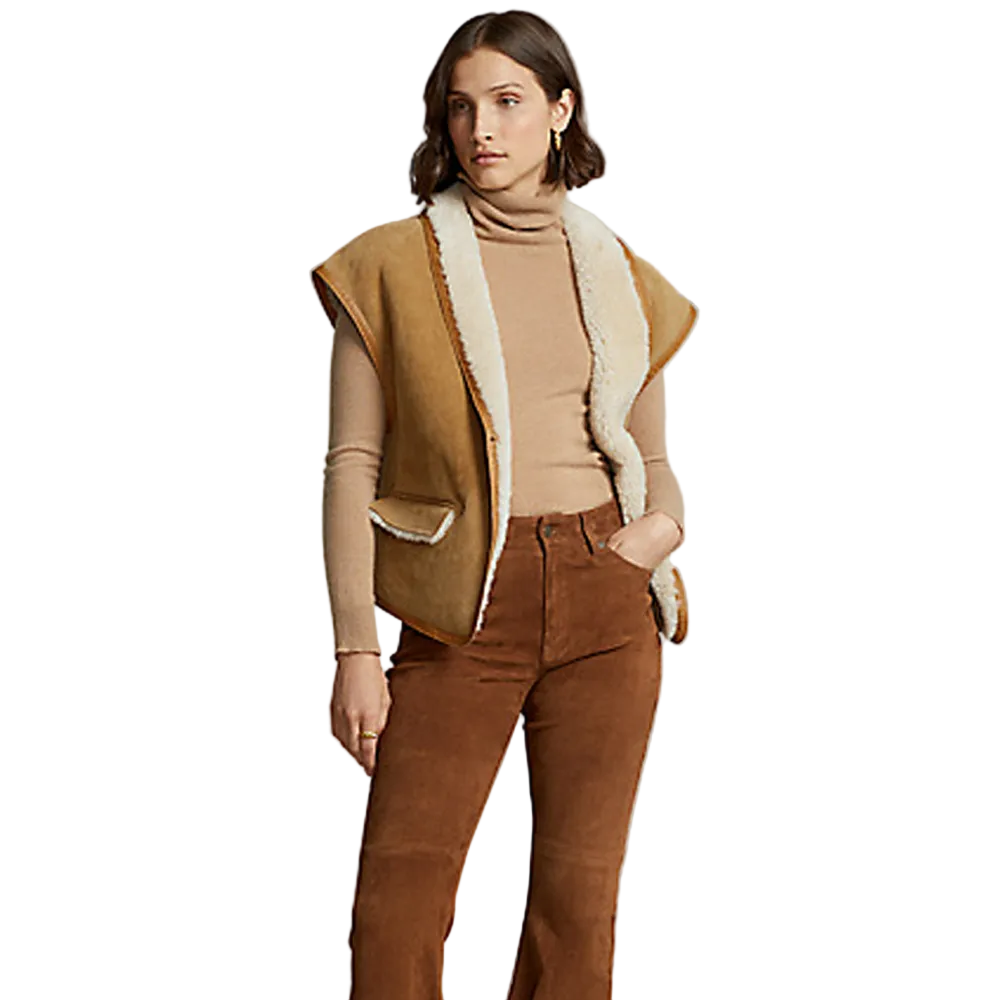 Women’s Aster Brown Sheepskin Leather Vest
