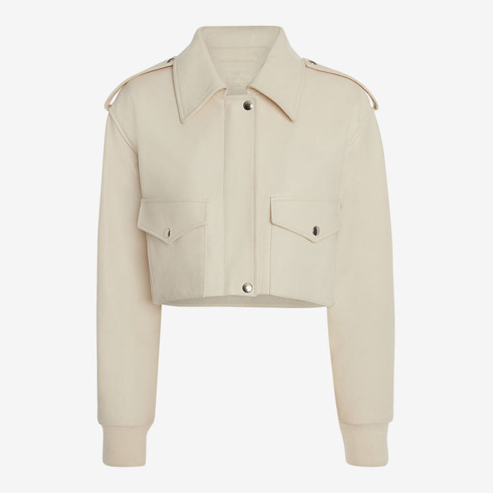 Women’s Willow White Sheepskin Leather Aviator Jacket
