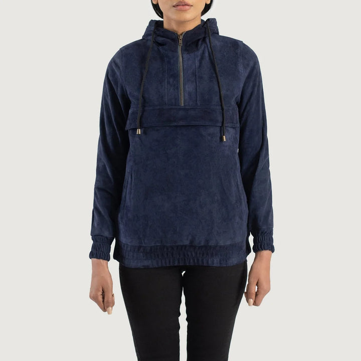 Zest Hooded Leather Pullover Jacket