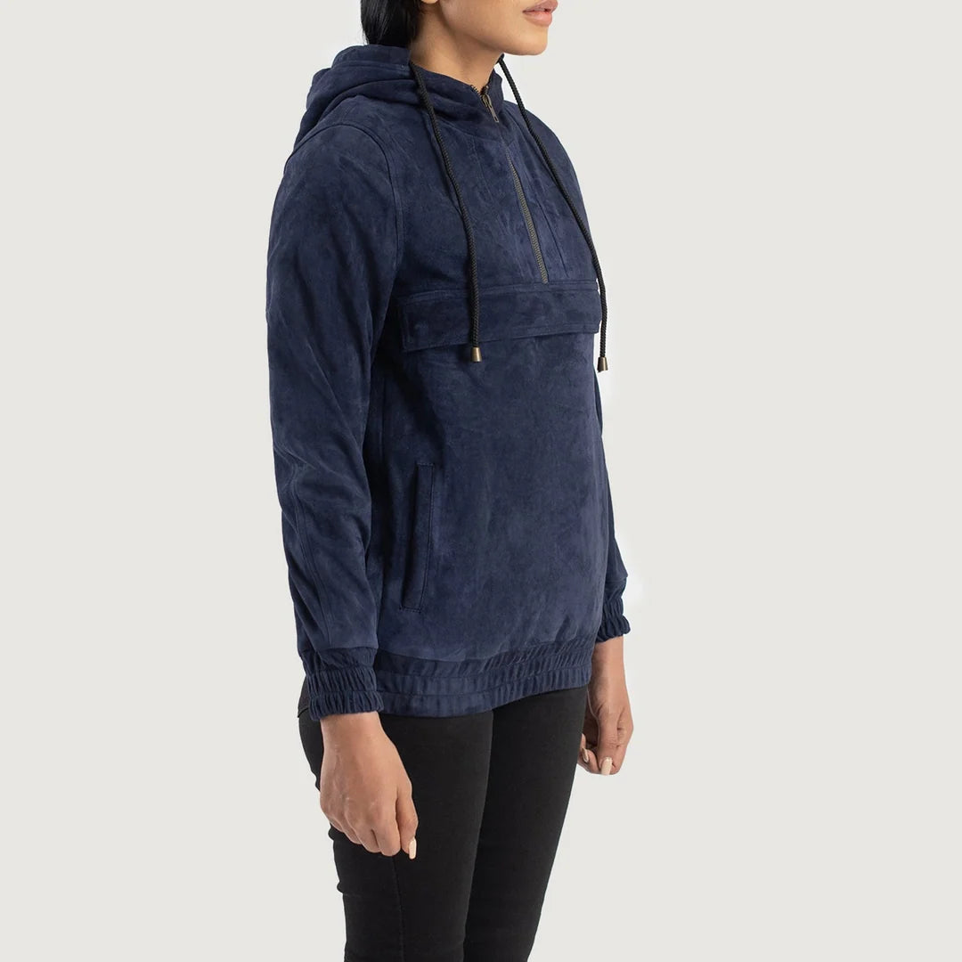 Zest Hooded Leather Pullover Jacket