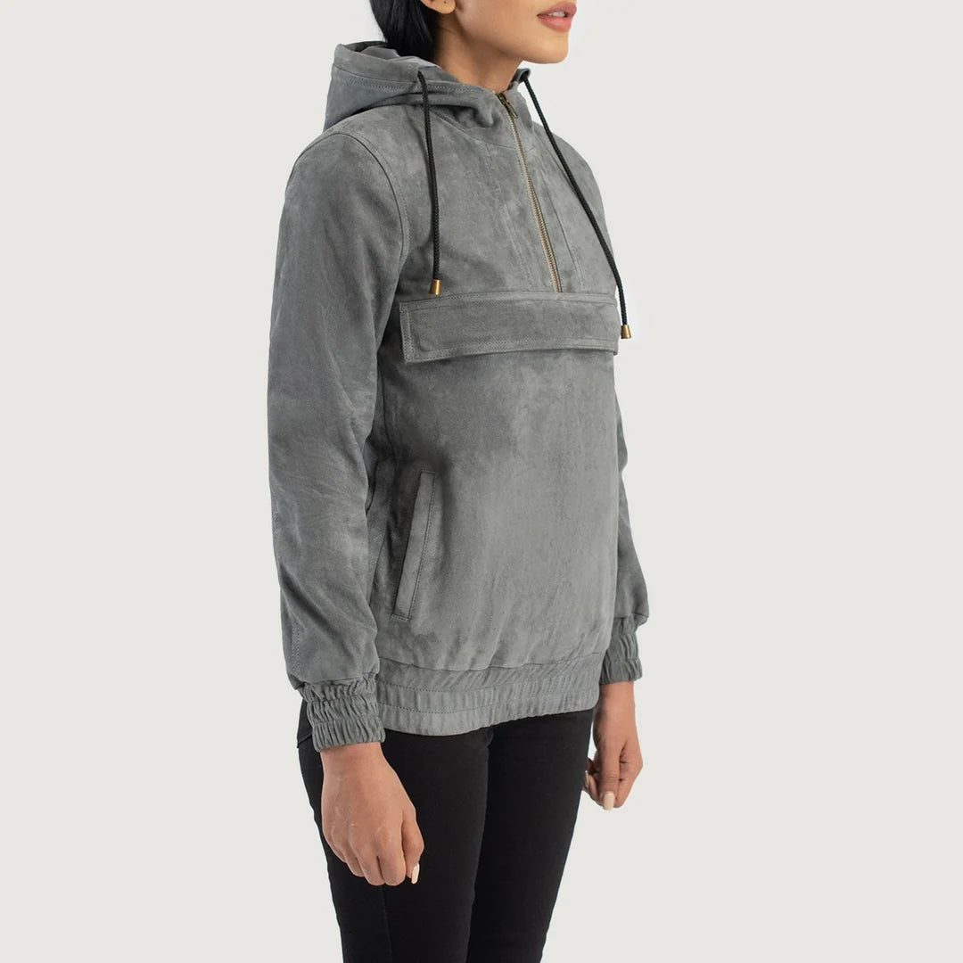 Zest Hooded Leather Pullover Jacket