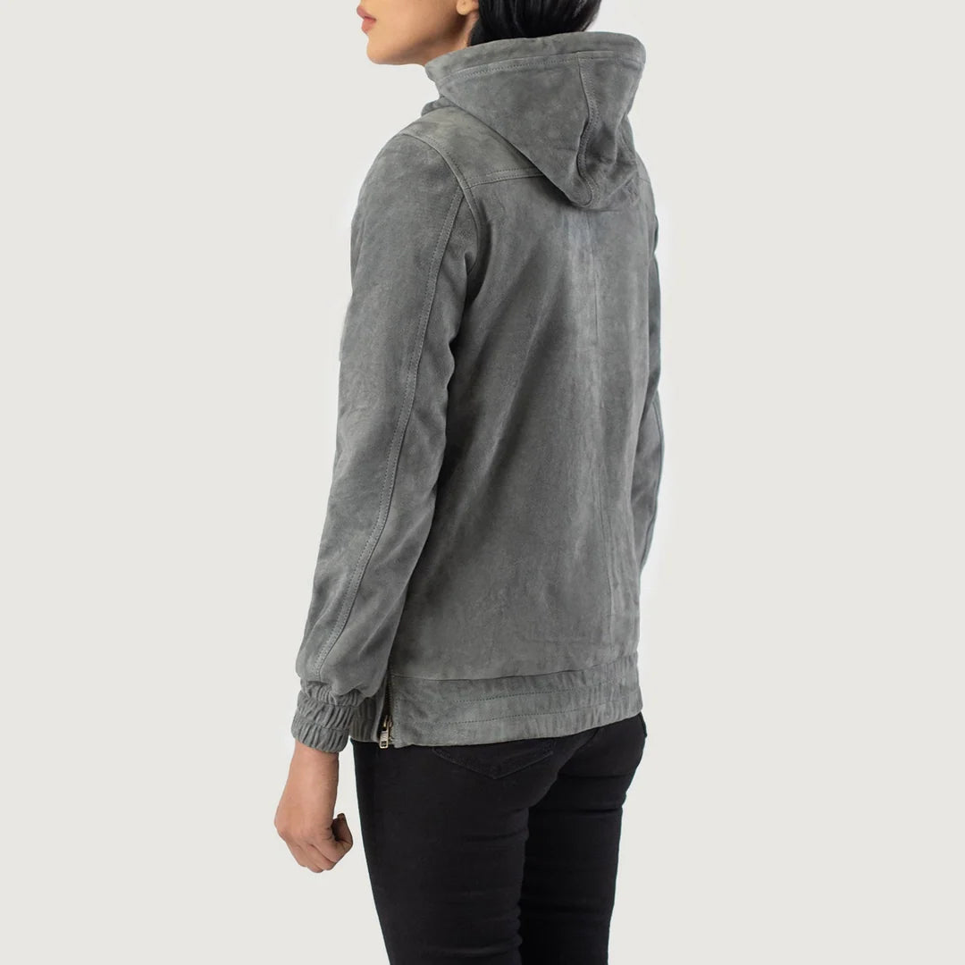 Zest Hooded Leather Pullover Jacket