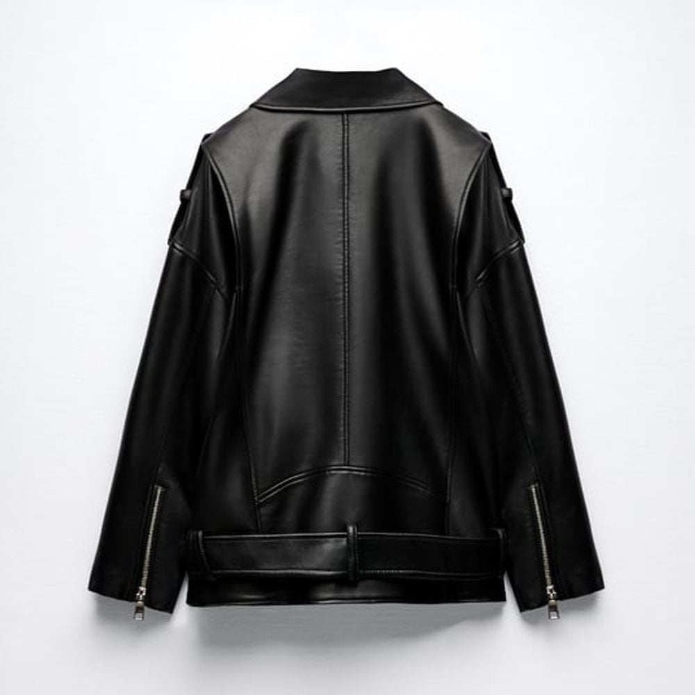 Women’s Torin Black Cowhide Leather Biker Jacket