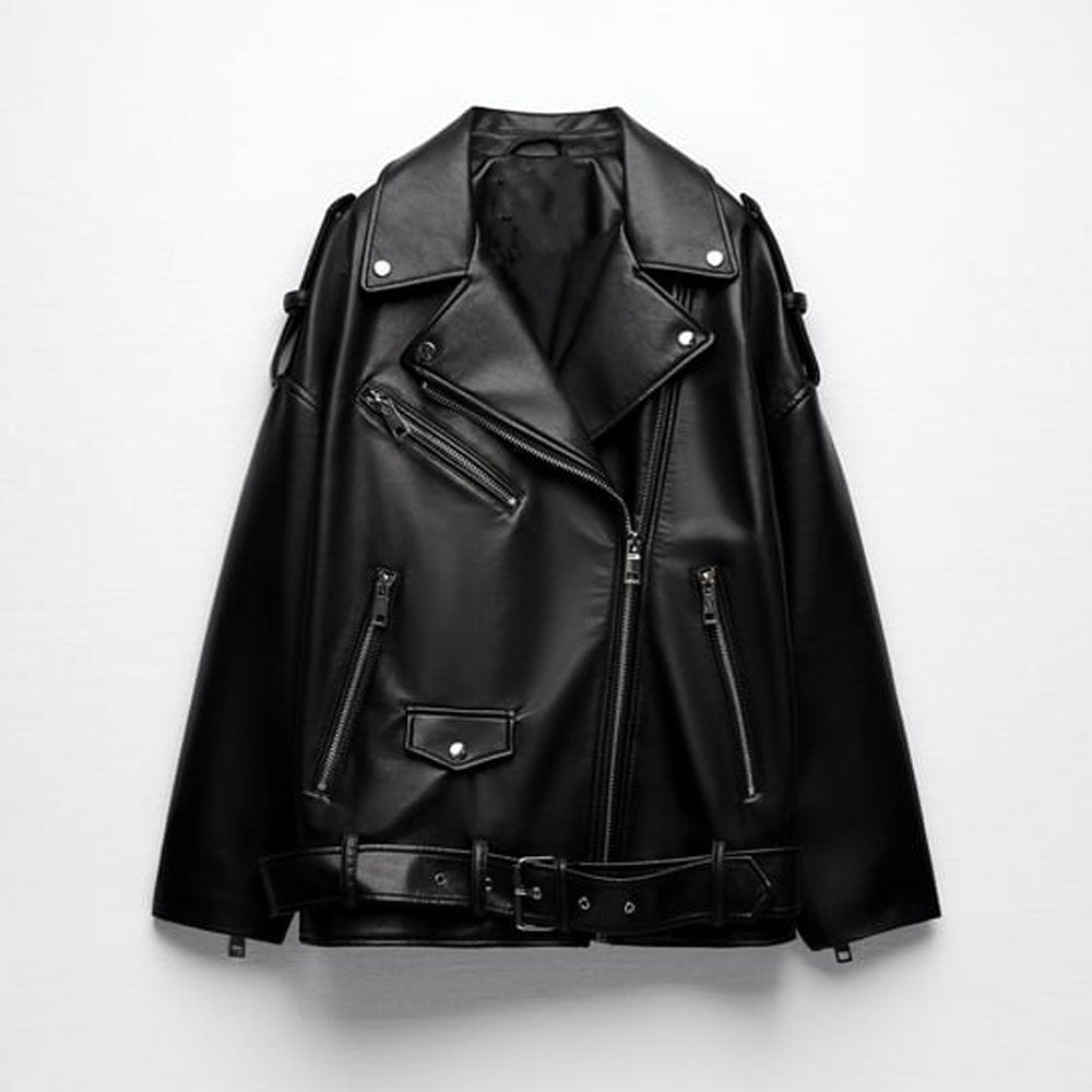 Women’s Torin Black Cowhide Leather Biker Jacket