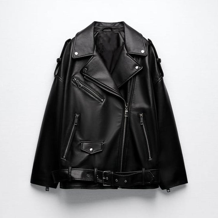 Women’s Torin Black Cowhide Leather Biker Jacket