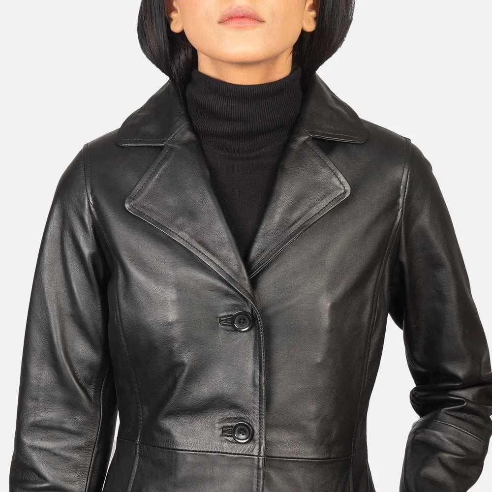 Alexis Single Breasted Leather Coat