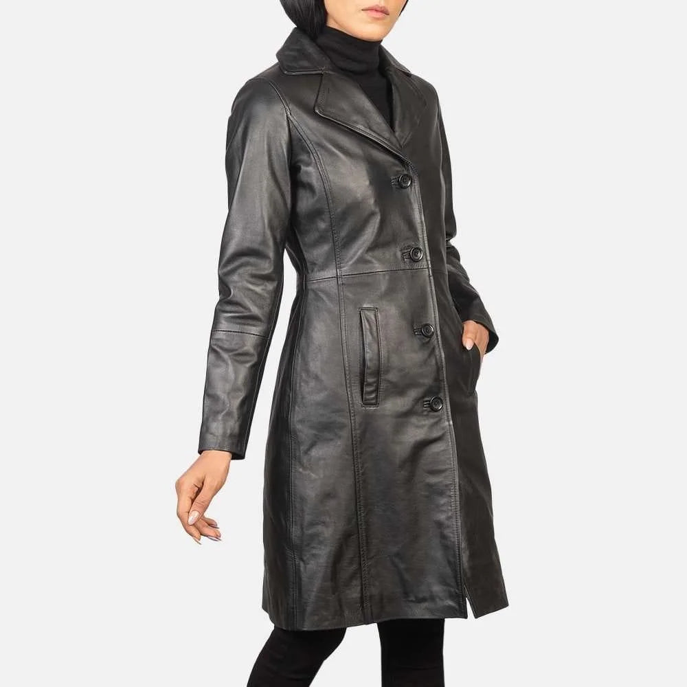 Alexis Single Breasted Leather Coat