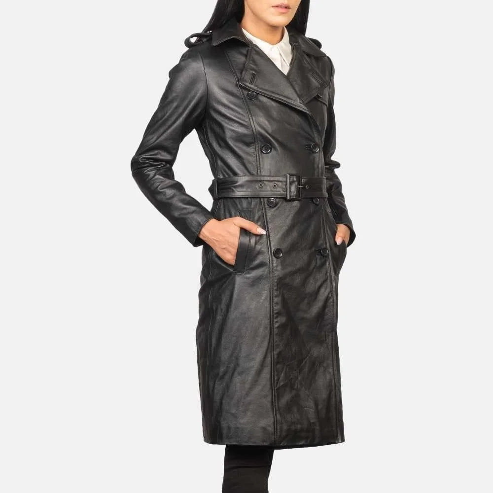 Alice Double Breasted Leather Coat