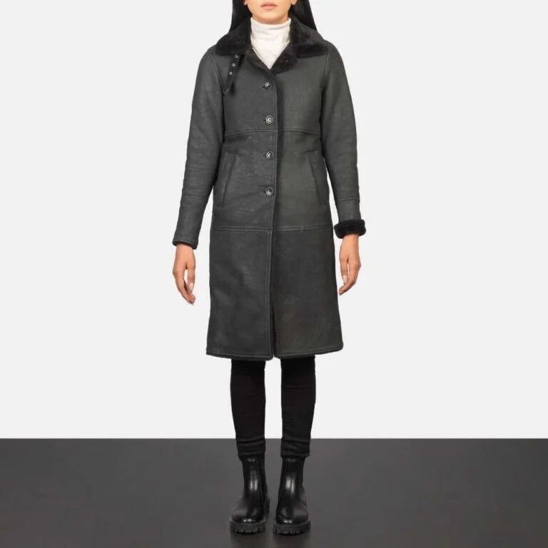 Alina Shearling Brown Leather Coat