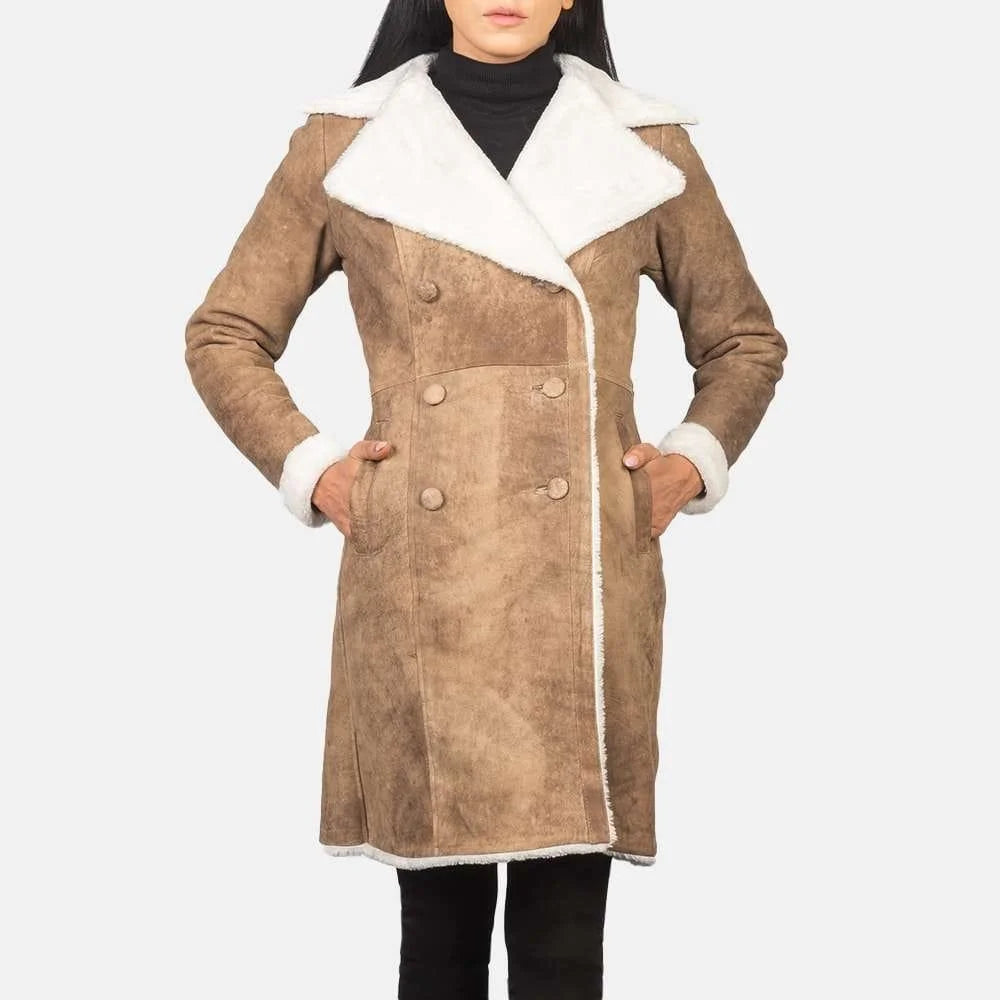 Amie Double Breasted Shearling Coat