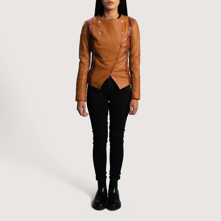 County Tan Overlap Leather Jacket
