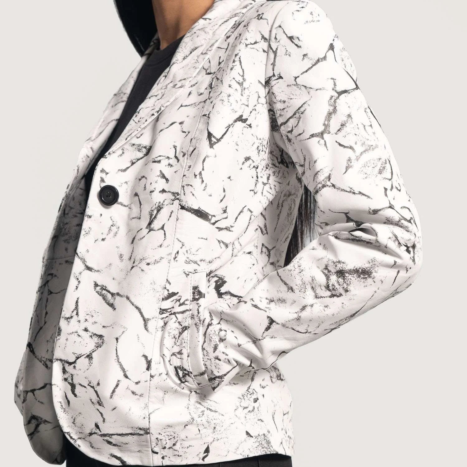 Donna Blake White Leather Blazer