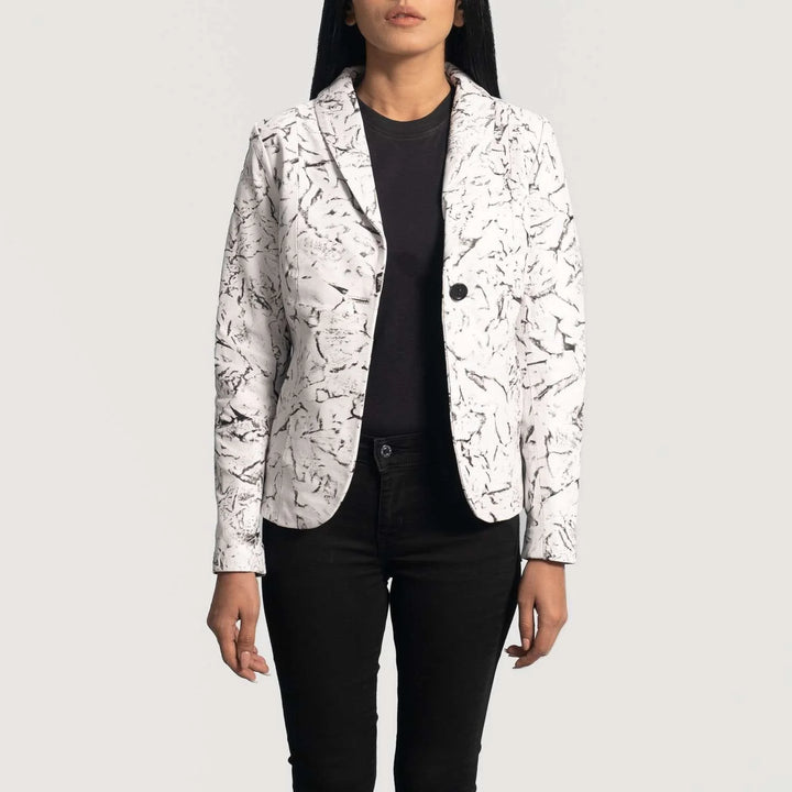Donna Blake White Leather Blazer