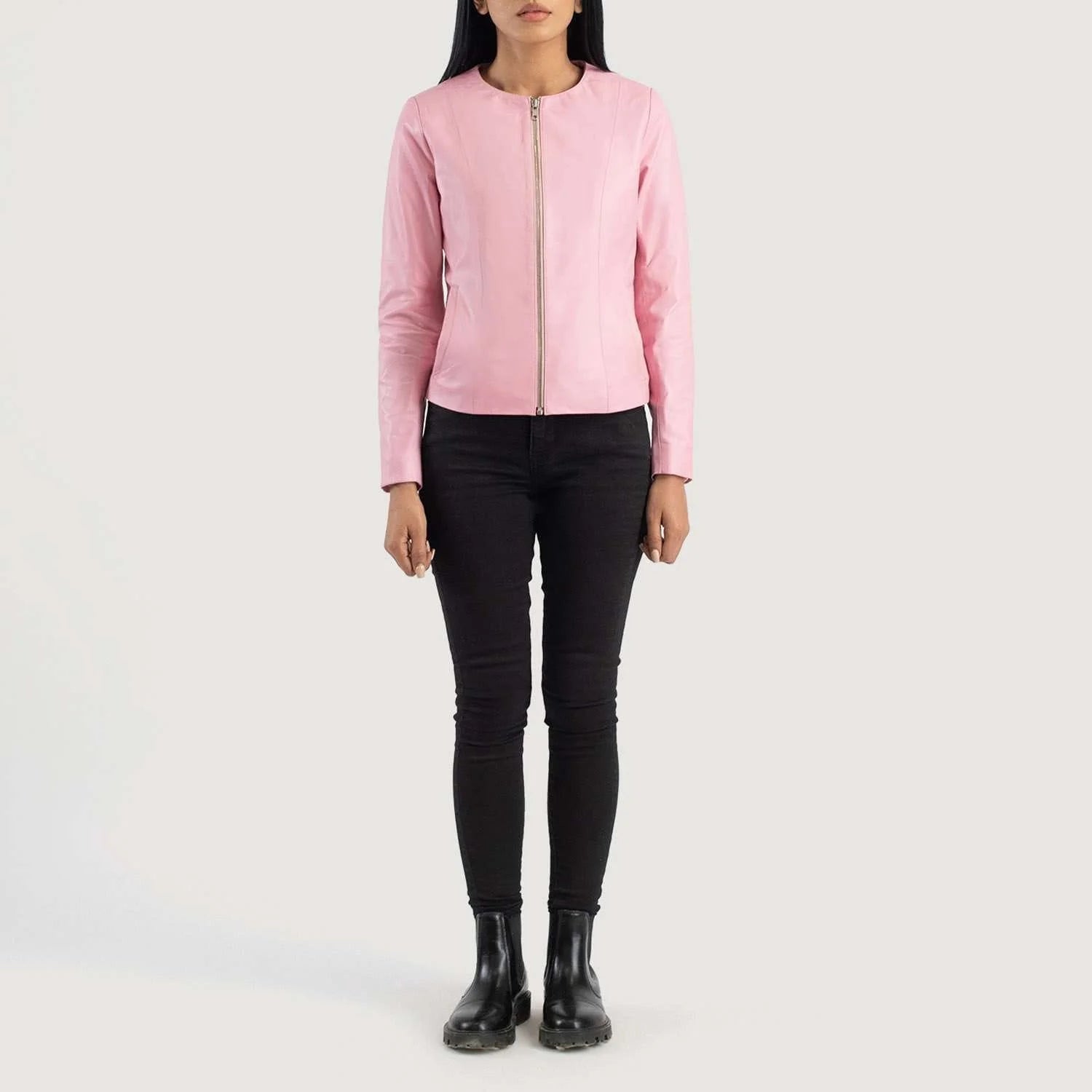 Elixir Collarless Leather Jacket