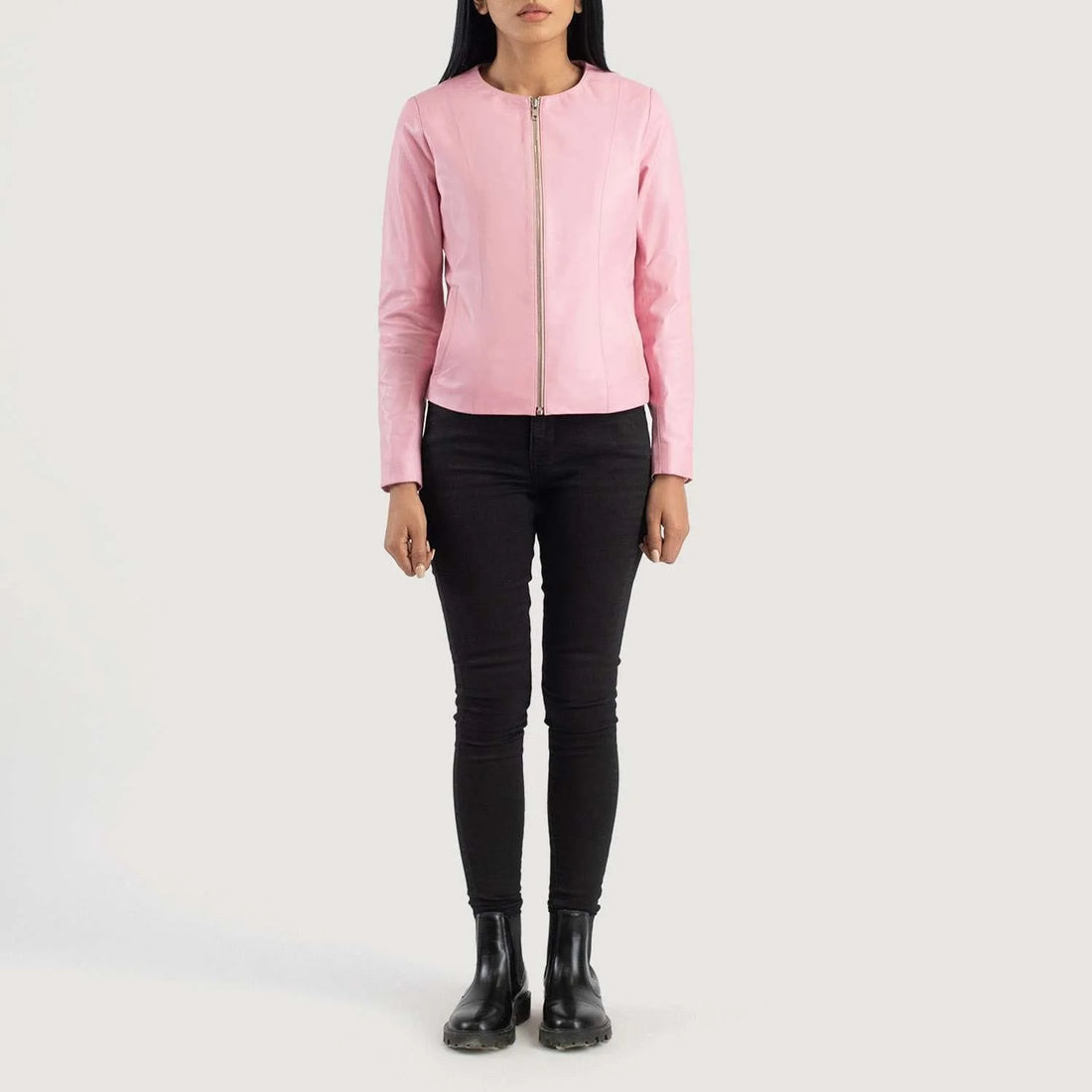 Elixir Collarless Leather Jacket