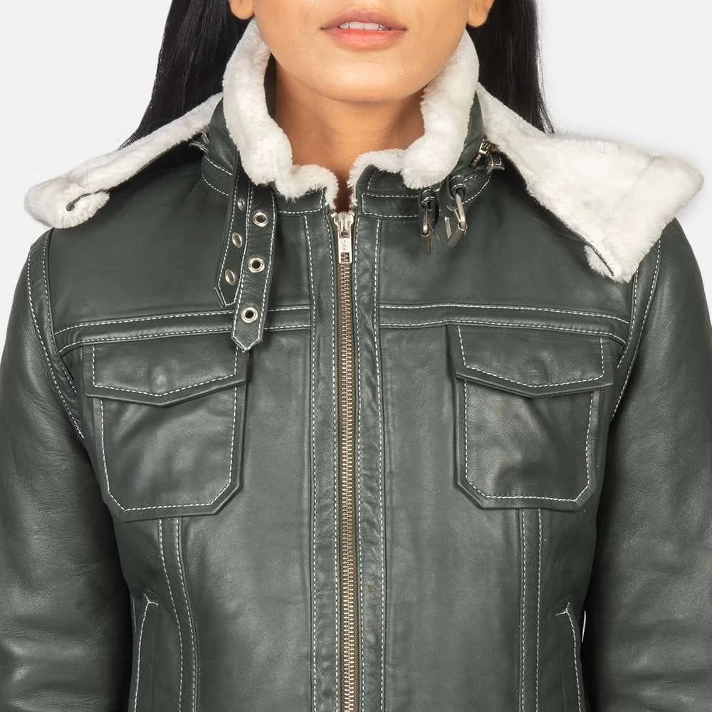 Fiona Hooded Shearling Leather Jacket