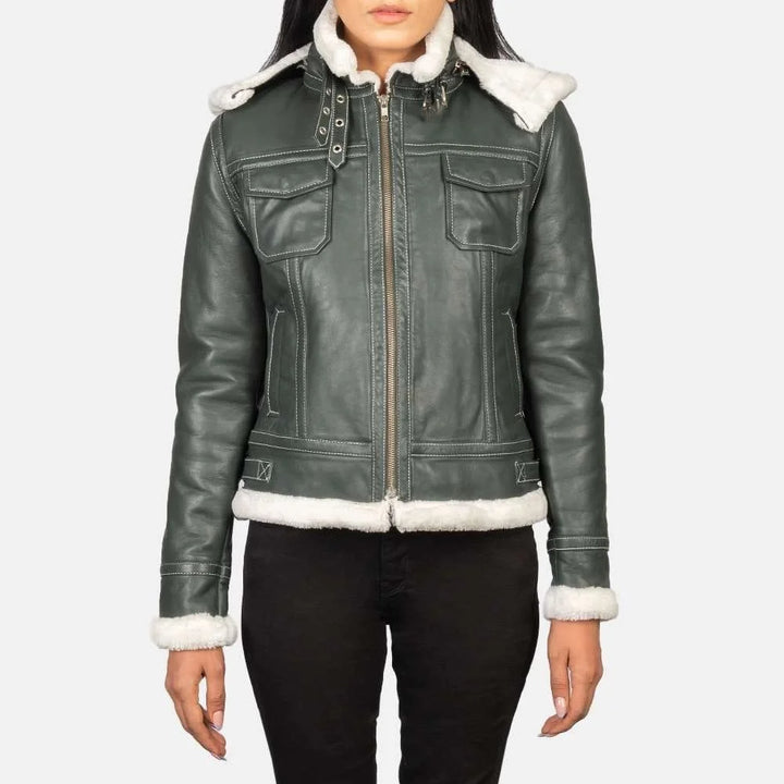 Fiona Hooded Shearling Leather Jacket