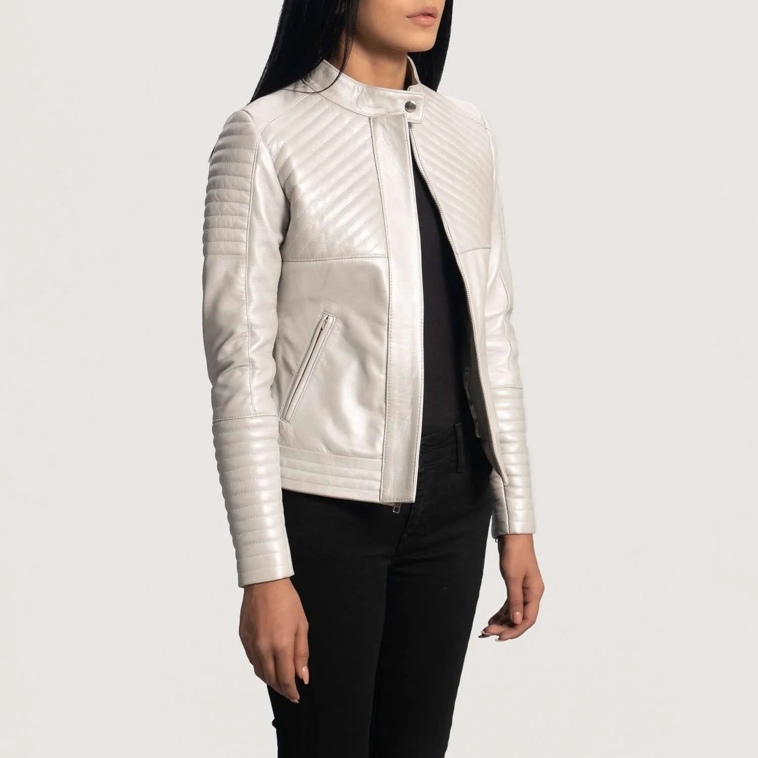 Ice Maiden Quilted Leather Biker Jacket