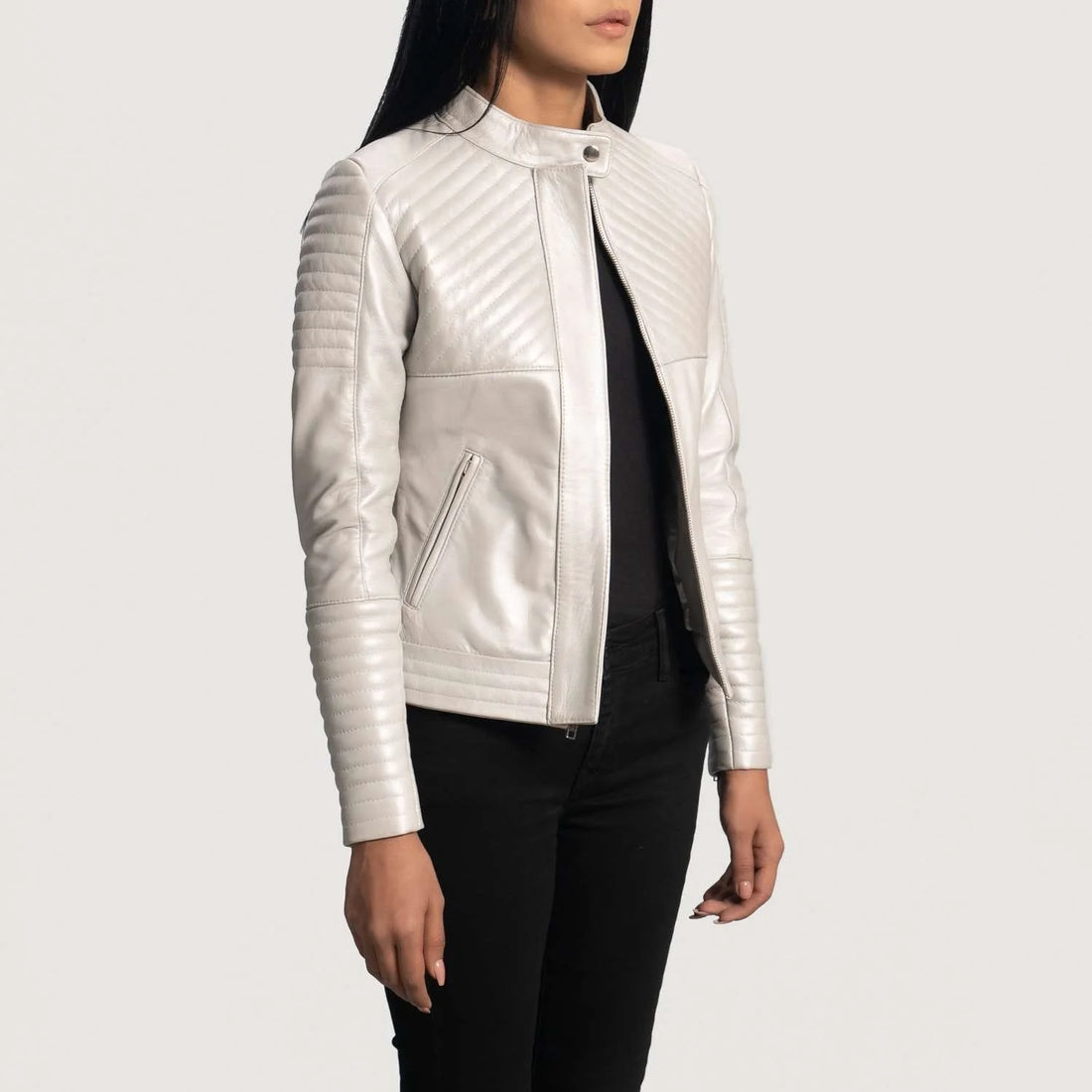 Ice Maiden Quilted Leather Biker Jacket