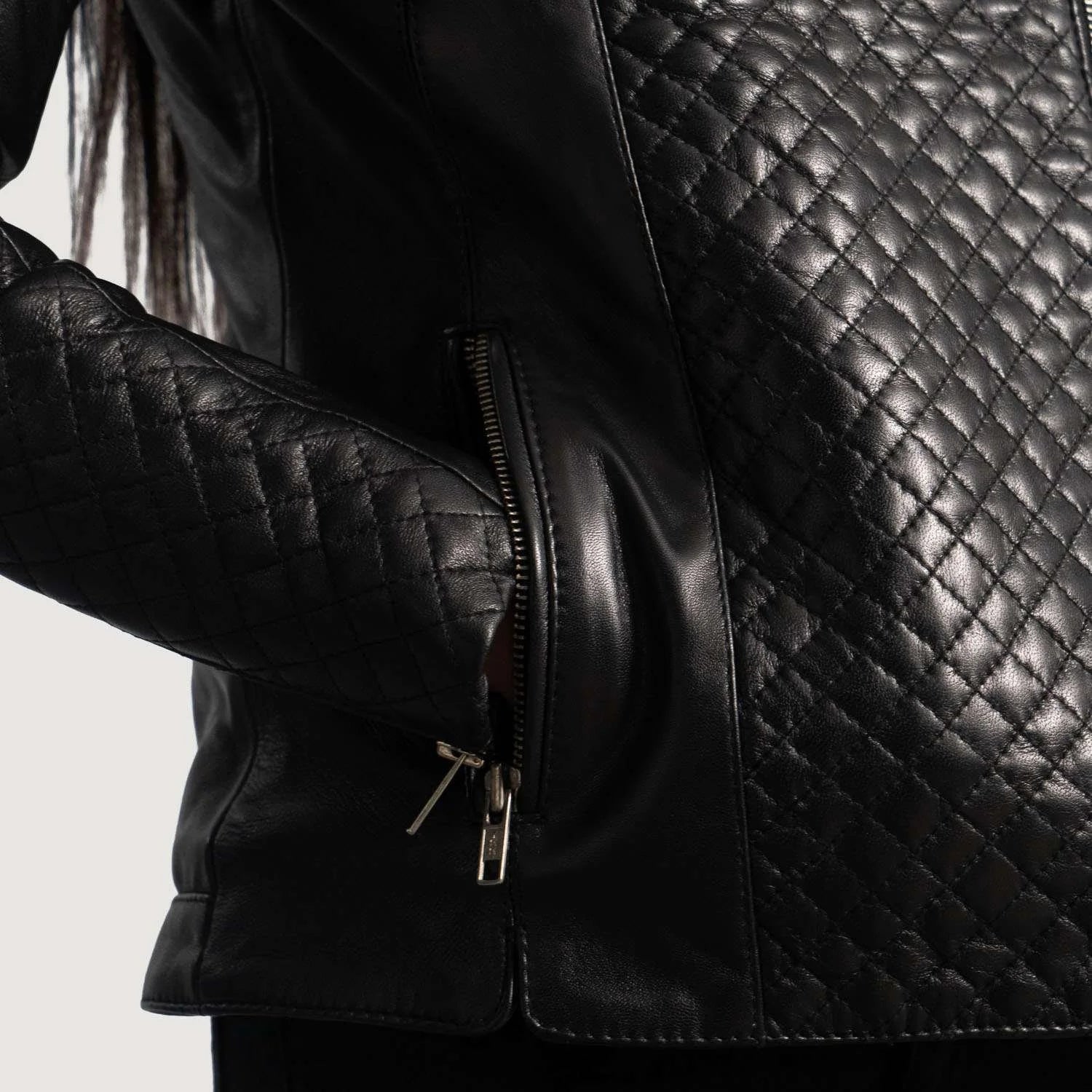 Orient Grain Quilted Leather Biker Jacket