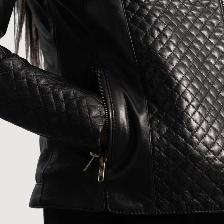 Orient Grain Quilted Leather Biker Jacket