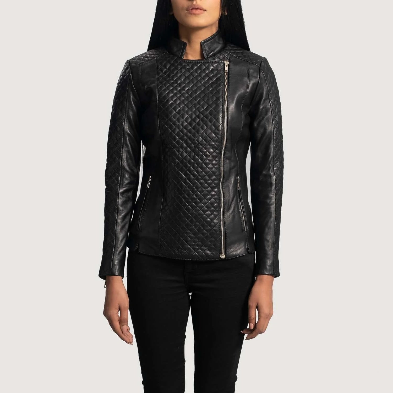 Orient Grain Quilted Leather Biker Jacket