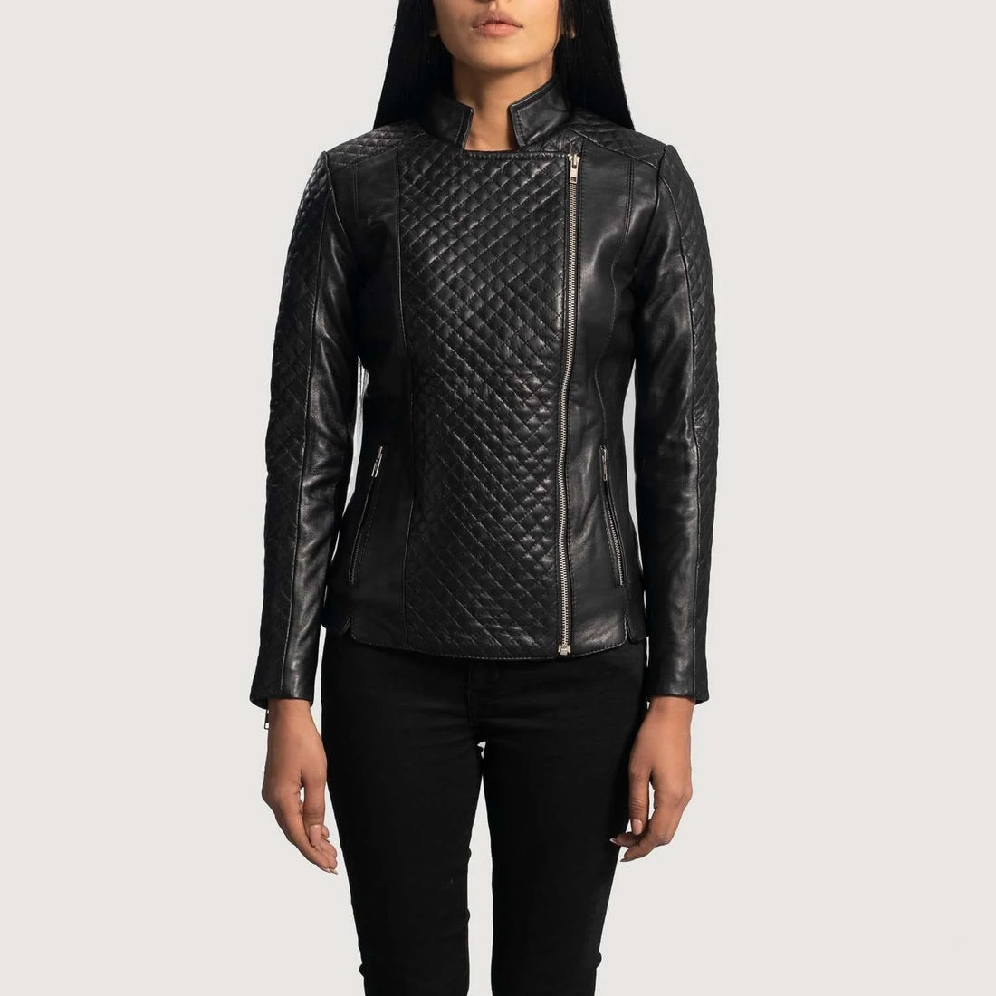 Orient Grain Quilted Leather Biker Jacket