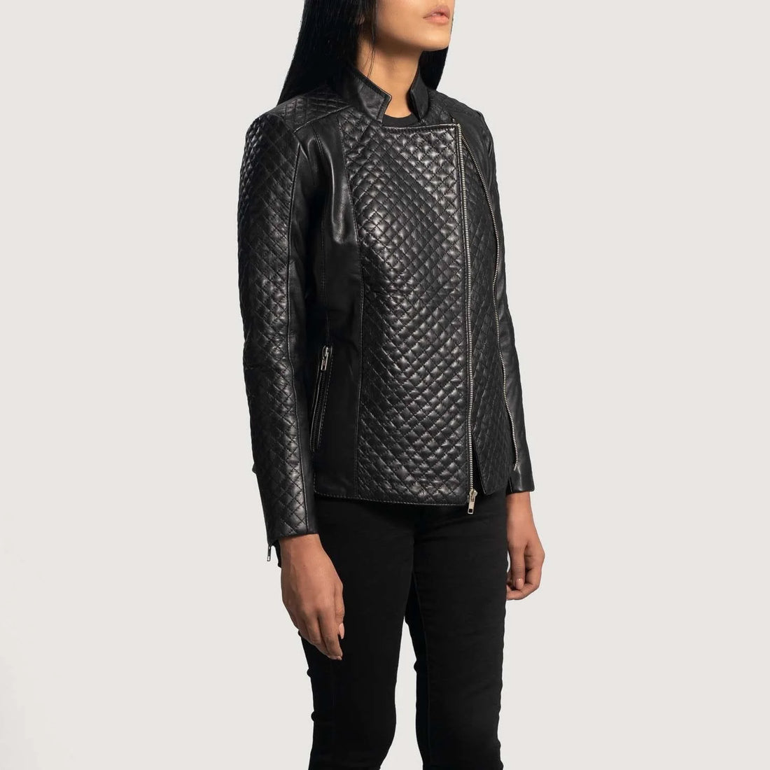 Orient Grain Quilted Leather Biker Jacket