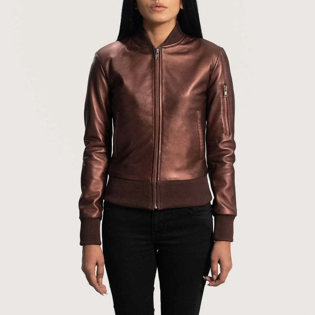 Reida Leather Bomber Jacket