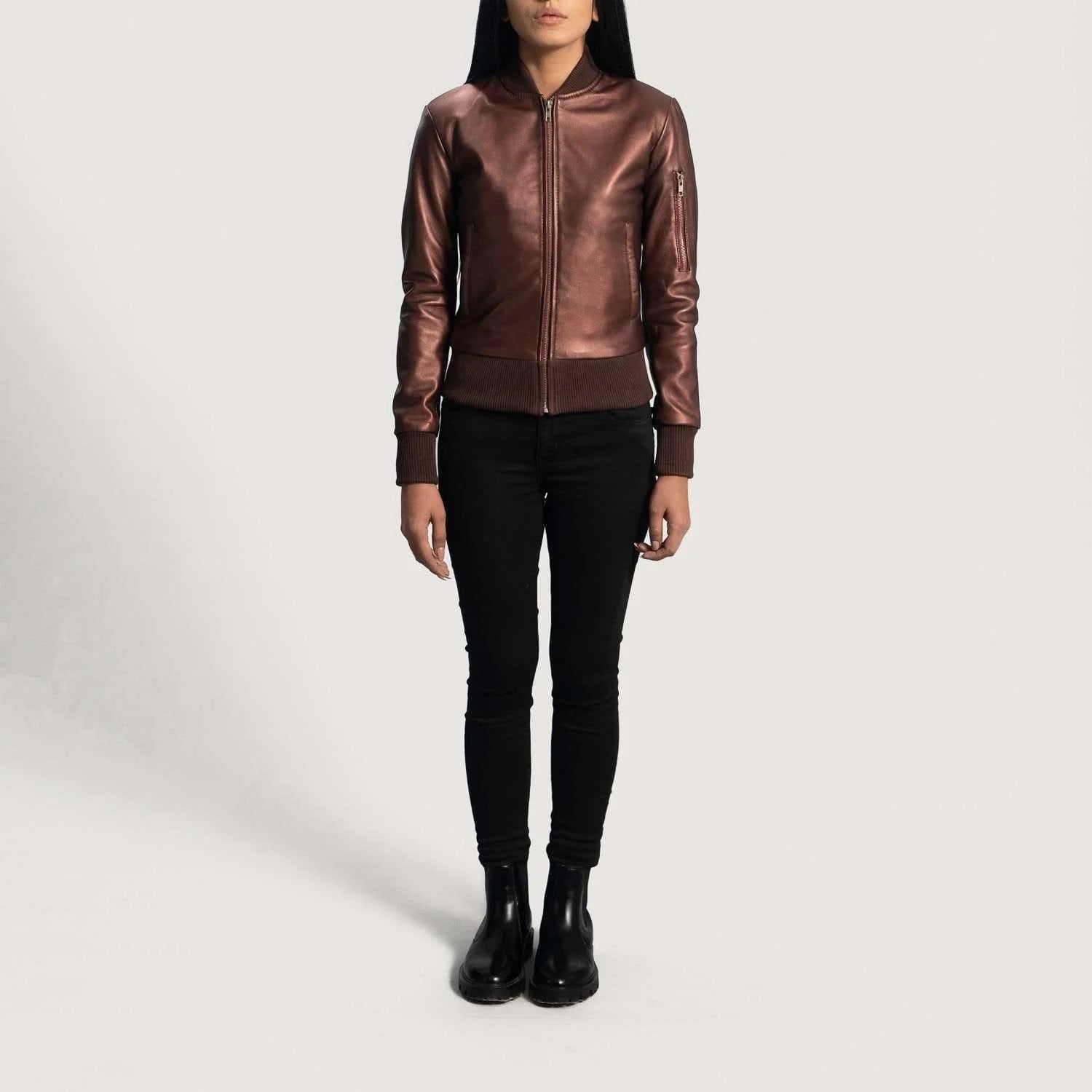 Reida Leather Bomber Jacket