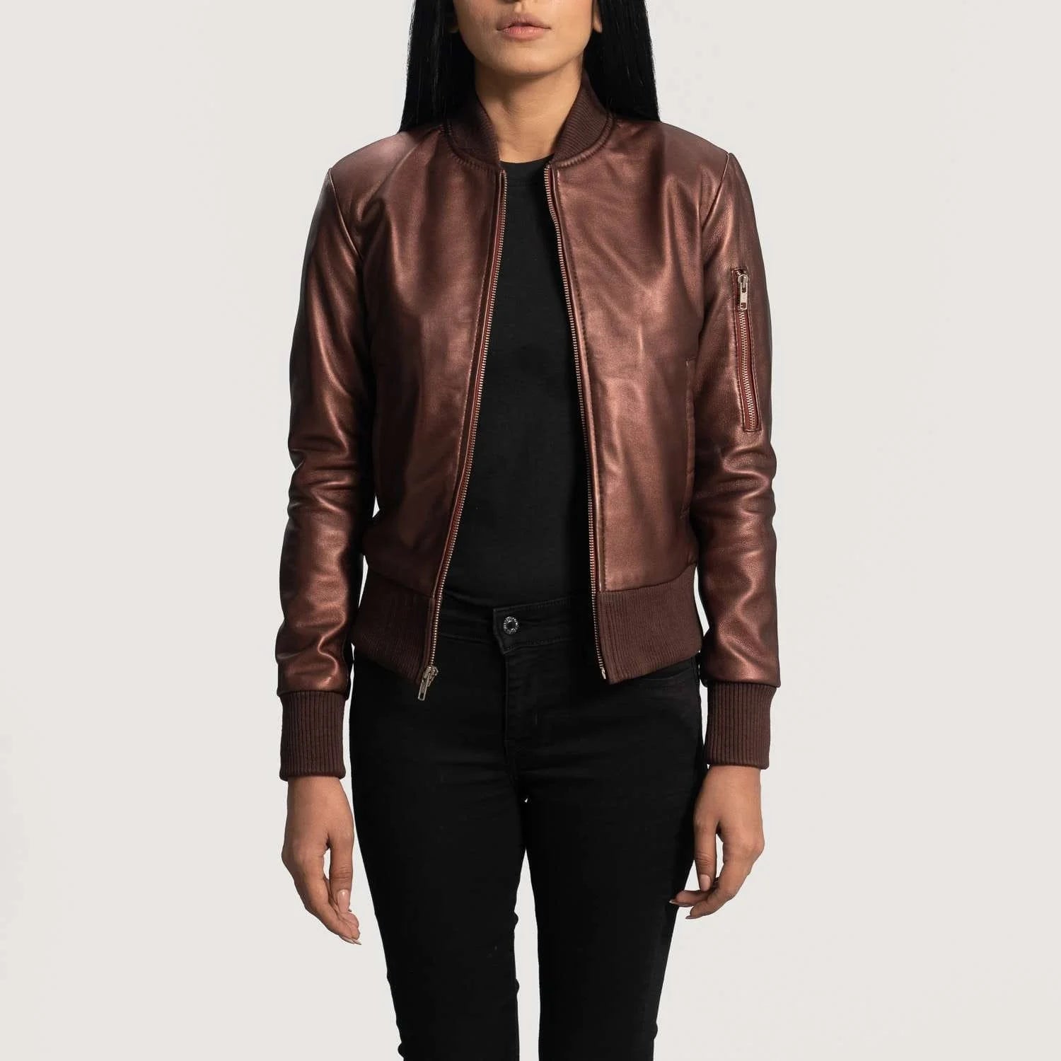 Reida Leather Bomber Jacket
