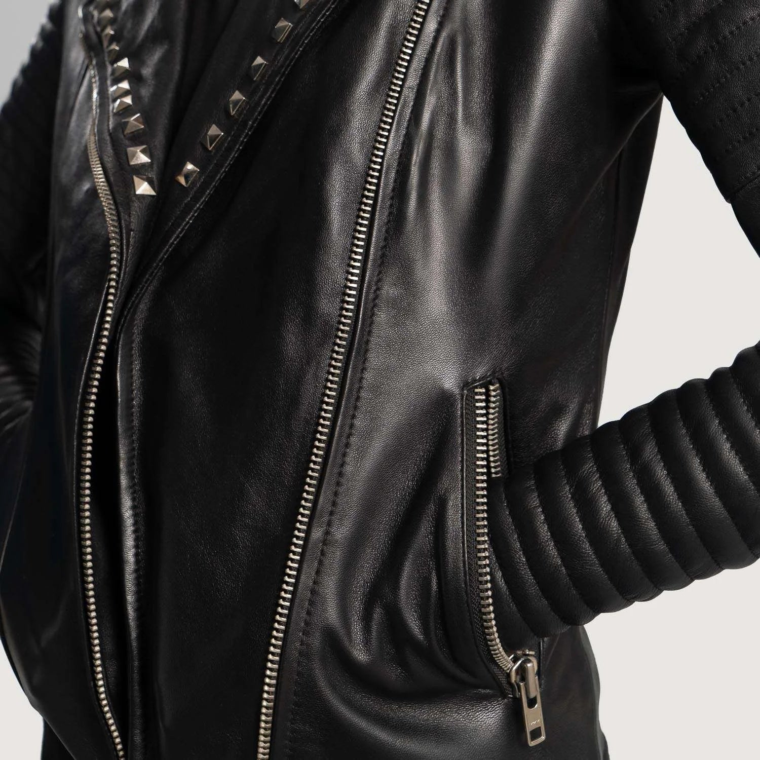 Sally Mae Studded Leather Biker Jacket