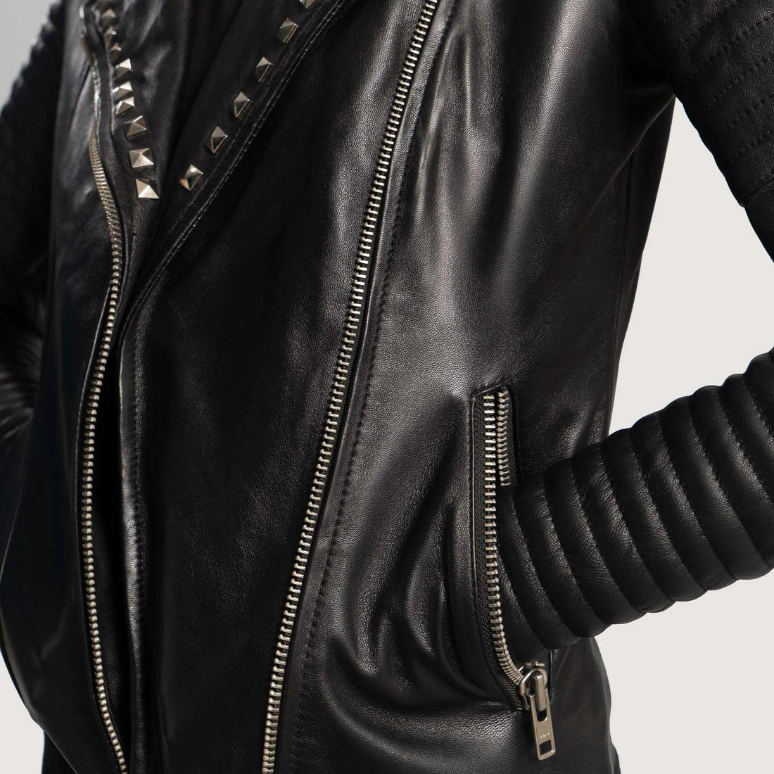 Sally Mae Studded Leather Biker Jacket