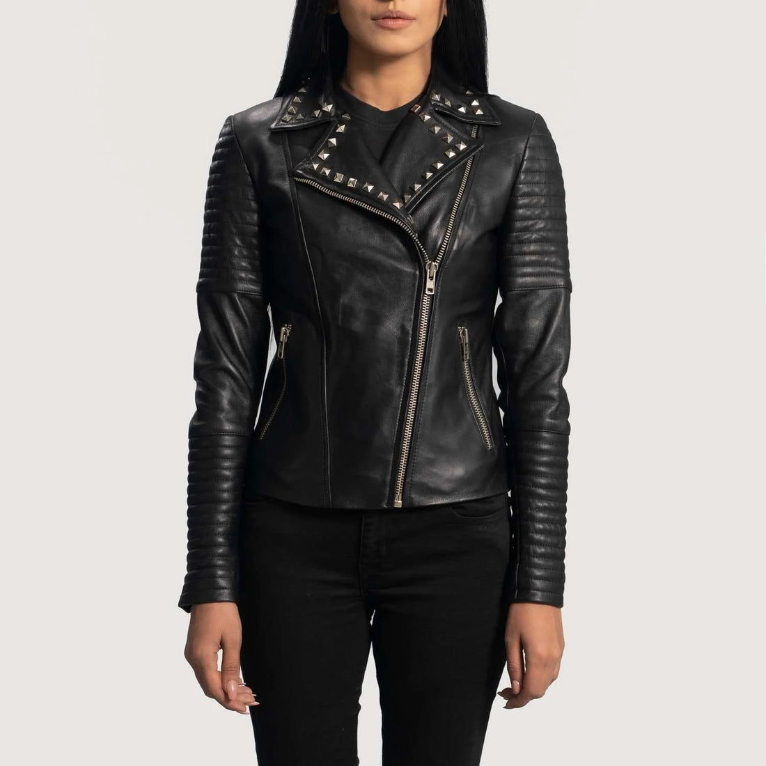 Sally Mae Studded Leather Biker Jacket