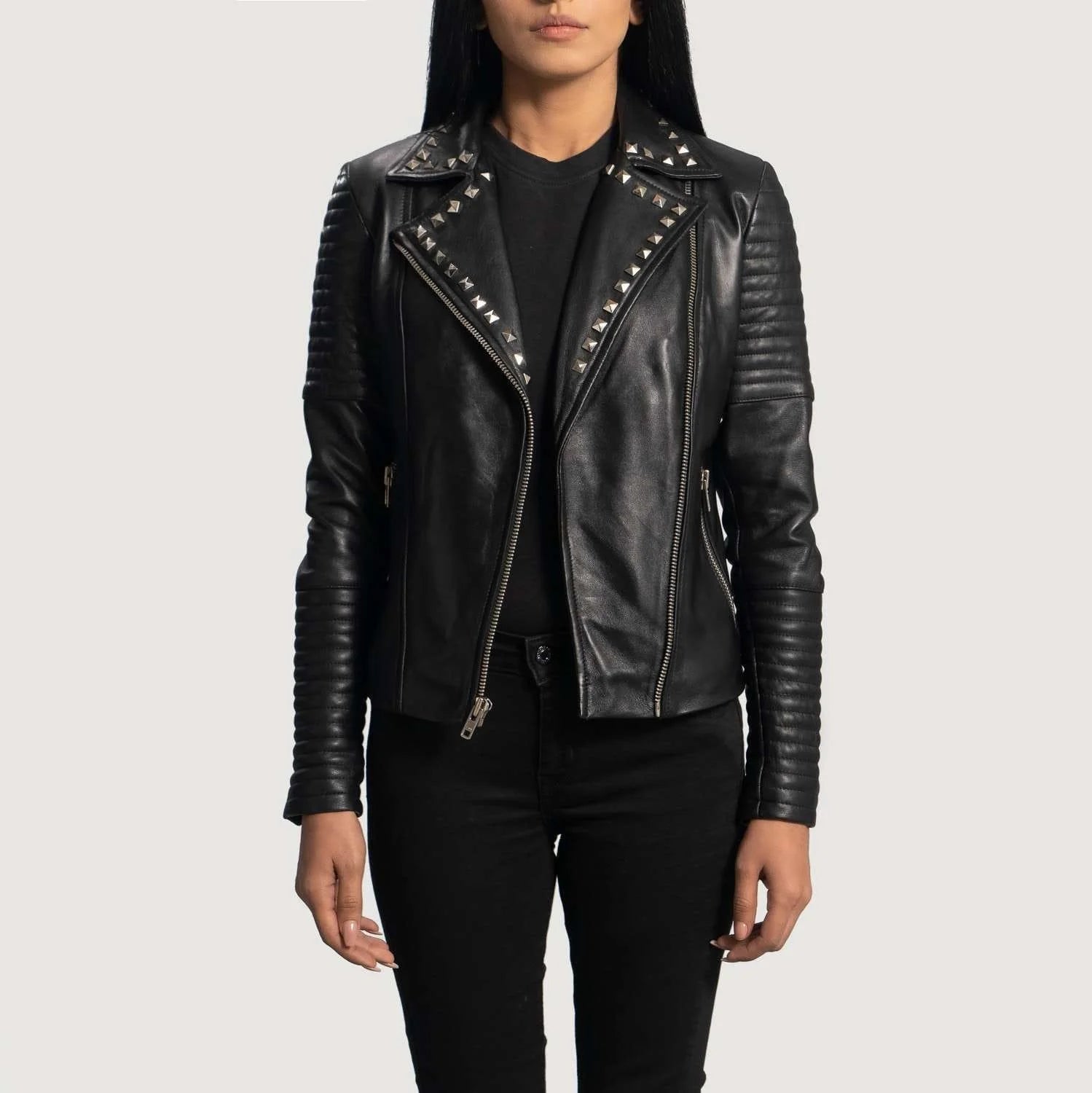 Sally Mae Studded Leather Biker Jacket