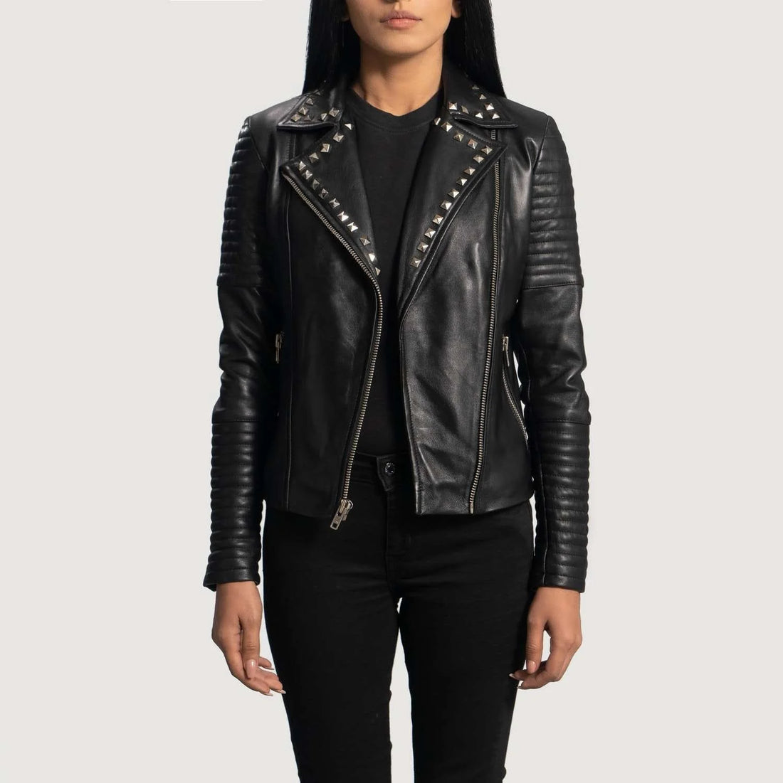 Sally Mae Studded Leather Biker Jacket
